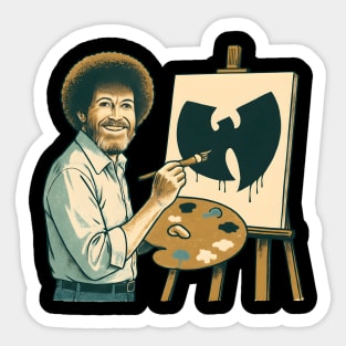 Bob Ross Painting W-u-T-ang C-lan Sticker